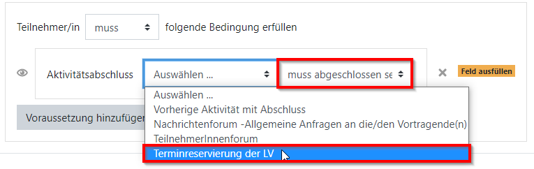 Moodle Hilfe Aktivitätsabschluss